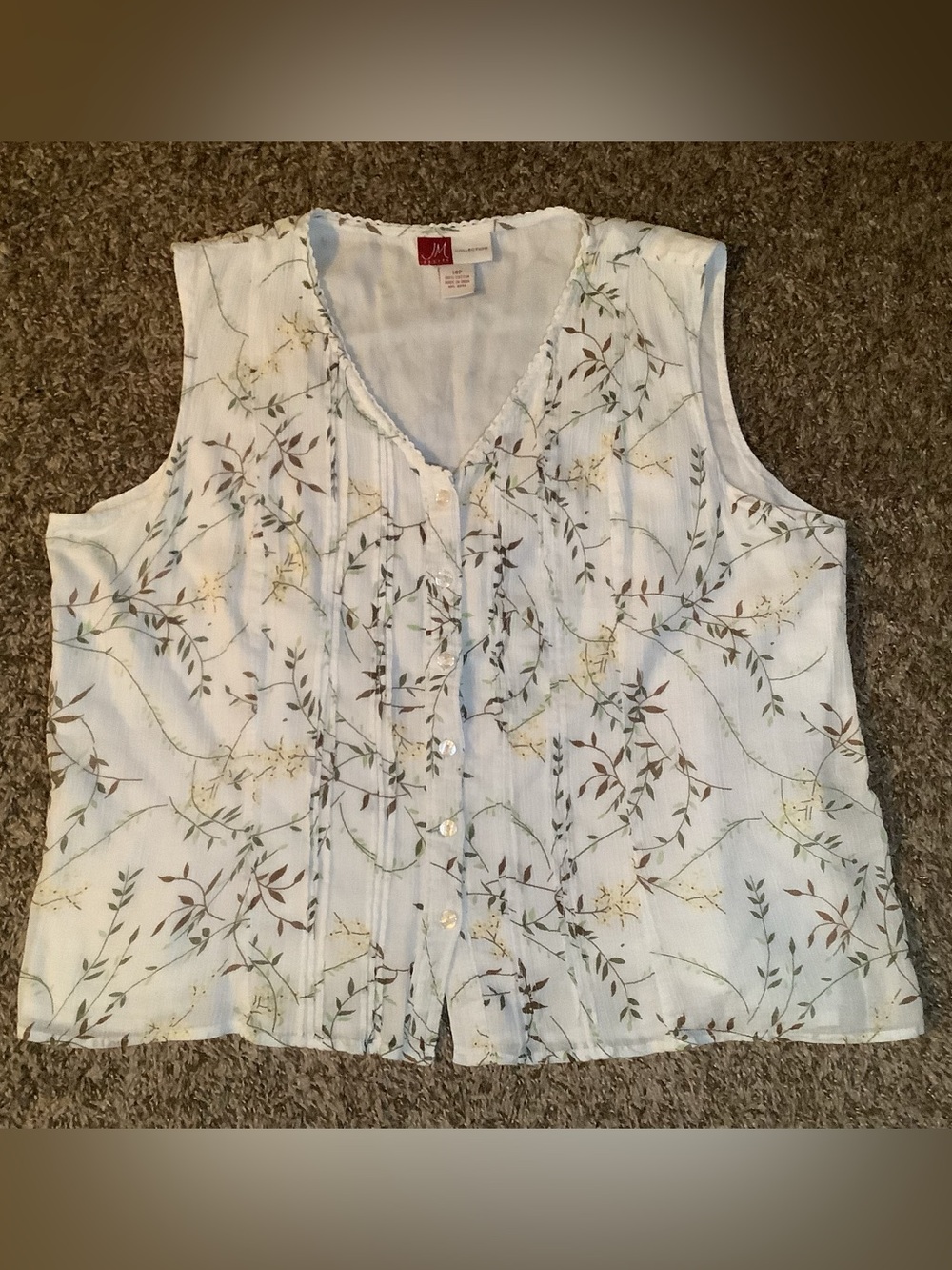 JM Petite Collection sleeveless button down top, color: white, size: 14P